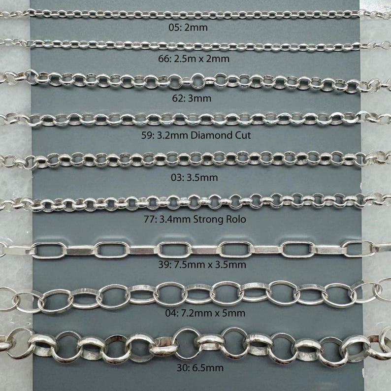 925 Sterling Silver Bulk Chains By The Foot-Permanent Jewelry-Unfinished Jewelry Making Chains-Jewelry Supplies-Over 100 Different Styles image 12