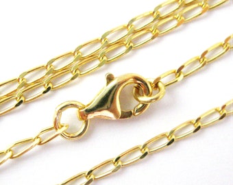 Gold Necklace-Gold Plated Chain, Vermeil Sterling Silver Extra Long Necklace Chain-Diamond Cut Curb Chain 4mm (36 inches) SKU: 601008-VM-36