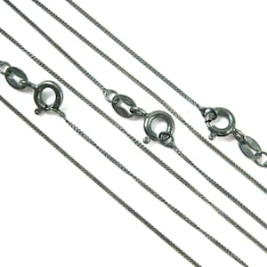 Sterling Silver Necklace, Oxidized Silver Chain Necklace -Tiny Curb Chain (16&quot;,18&quot;,20&quot;,22&quot;,24&quot;,26&quot;,28&quot;,30&quot;,36&quot;) (1 piece) - SKU: 601001-OX