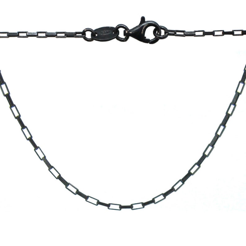 Finished For Pendant SKU: 601011-OX-18 small rectangle chain Oxidized Sterling Silver Chain 18 inches