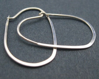 Sterling Silver Earrings Hoops ,Earwires - Simple Oval Hoops, Hoop Earrings, Earwire Findings ( 4 pieces, 2 pairs ) - SKU: 203020-OVAL