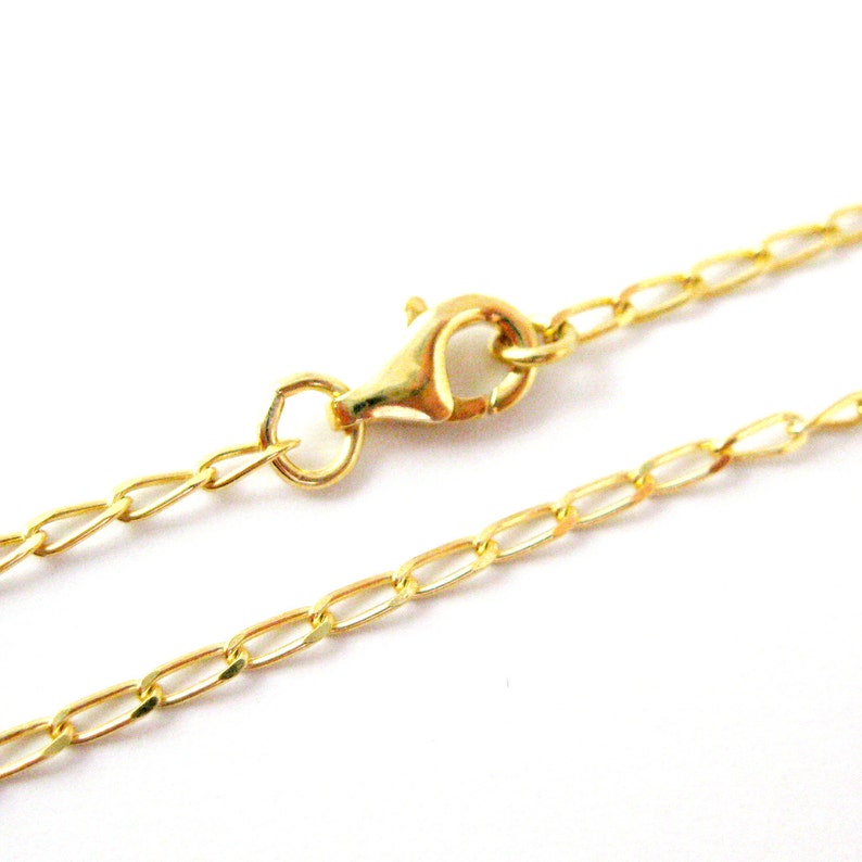 Gold Necklace, Bracelet, Anklet Gold Plated Chain, Vermeil Sterling Silver Chain Diamond Cut Curb Chain 4mm All Sizes SKU: 601008-VM image 2