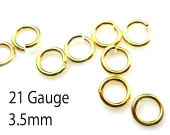 Jumprings -Gold plated Sterling Silver Jump Rings-21 ga, gauge-3.5mm-Jewelry Findings-Sterling Silver Findings( 20pcs)Sku: 205121-035VM