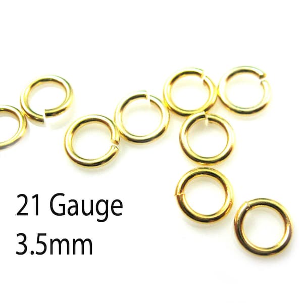 Jumprings -Gold plated Sterling Silver Jump Rings-21 ga, gauge-3.5mm-Jewelry Findings-Sterling Silver Findings( 20pcs)Sku: 205121-035VM
