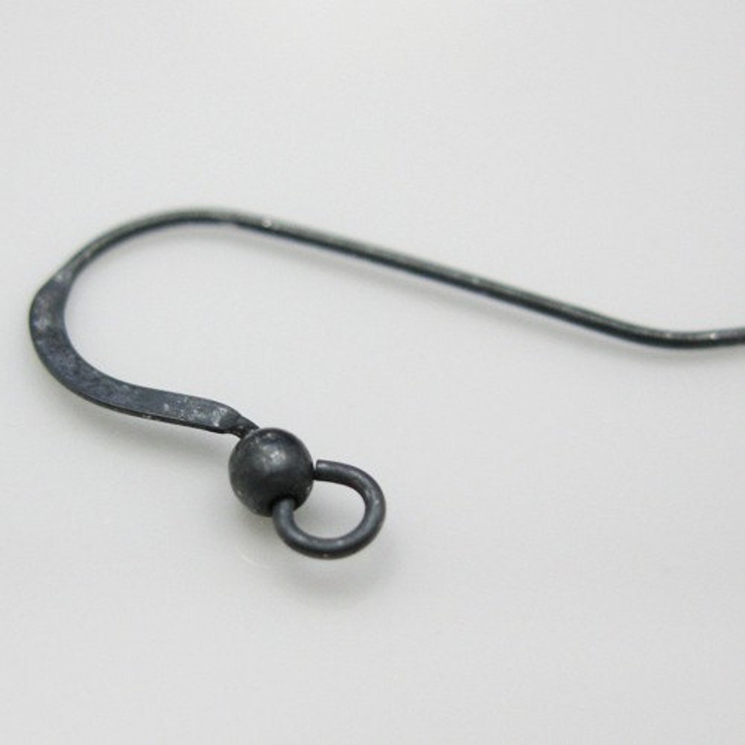 4 Oxidized Sterling Silver Earring Hook 4 Pcs (2 pairs) 925K Silver Earring  Wire Findings (20mm) G30353