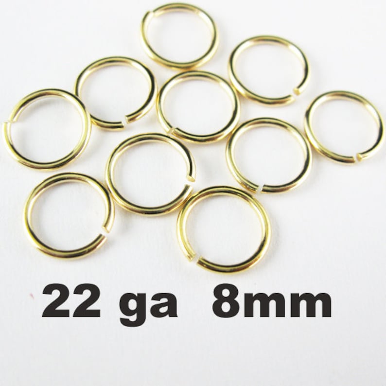 18K gold plated over Sterling Silver Open Jump Rings 8mm 20pcs SKU: 205122-080VM 22 ga Vermeil