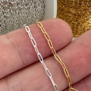 Gold Filled or Sterling Silver Rectangle Box Paperclip Chain-Bulk Chain By The Foot-Bulk Jewelry Supplies-Jewelry Making-Permanent Jewelry
