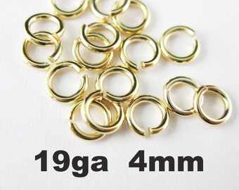 Gold Open Jump Rings-18K gold plated over Sterling Silver Jumprings-19 ga-4mm-Jewelry Findings-Gold Findings (20pcs) SKU: 205119-040VM