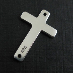 Sideways Cross Connector Charm for Permanent Jewelry- 925 Sterling Silver Cross -Smooth Silver Findings -19.5mm  - SKU: 201022