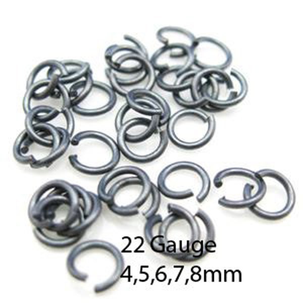 Oxidized Jump Rings-Oxidized Silver Jump Rings-Oxidized Jewelry Findings-Open Jumprings, 22 Gauge-All Sizes (20pcs) SKU: 205122-OX