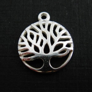 Silver Charm-925 Sterling Silver Charm-Tree of Life-Tree Charm-Jewelry Making Supplies,Findings,Yoga Findings-12mm ( 1 piece ) - SKU: 201068