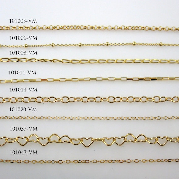 Gold Plated Sterling Silver Chain-unfinished Bulk Chain,cable Chain, Rolo  Chain,ball Chain,box Chain,curb Chain,jewelry Making Chain by Foot 