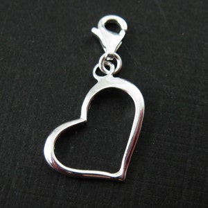 Heart Charm, Bracelet Charm, Sterling Silver Classic Heart Charm, 12mm, Charm with Clasp, Add on Charm, Valentine&#39;s Day Charm SKU: 291220
