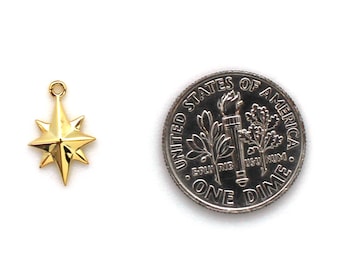 Sterling Silver Charms, 22K Gold plated 925 Sterling Silver Northstar Charm - Northern Star-Vermeil Star Charms -13 mm (1 pc) SKU: 201268-VM