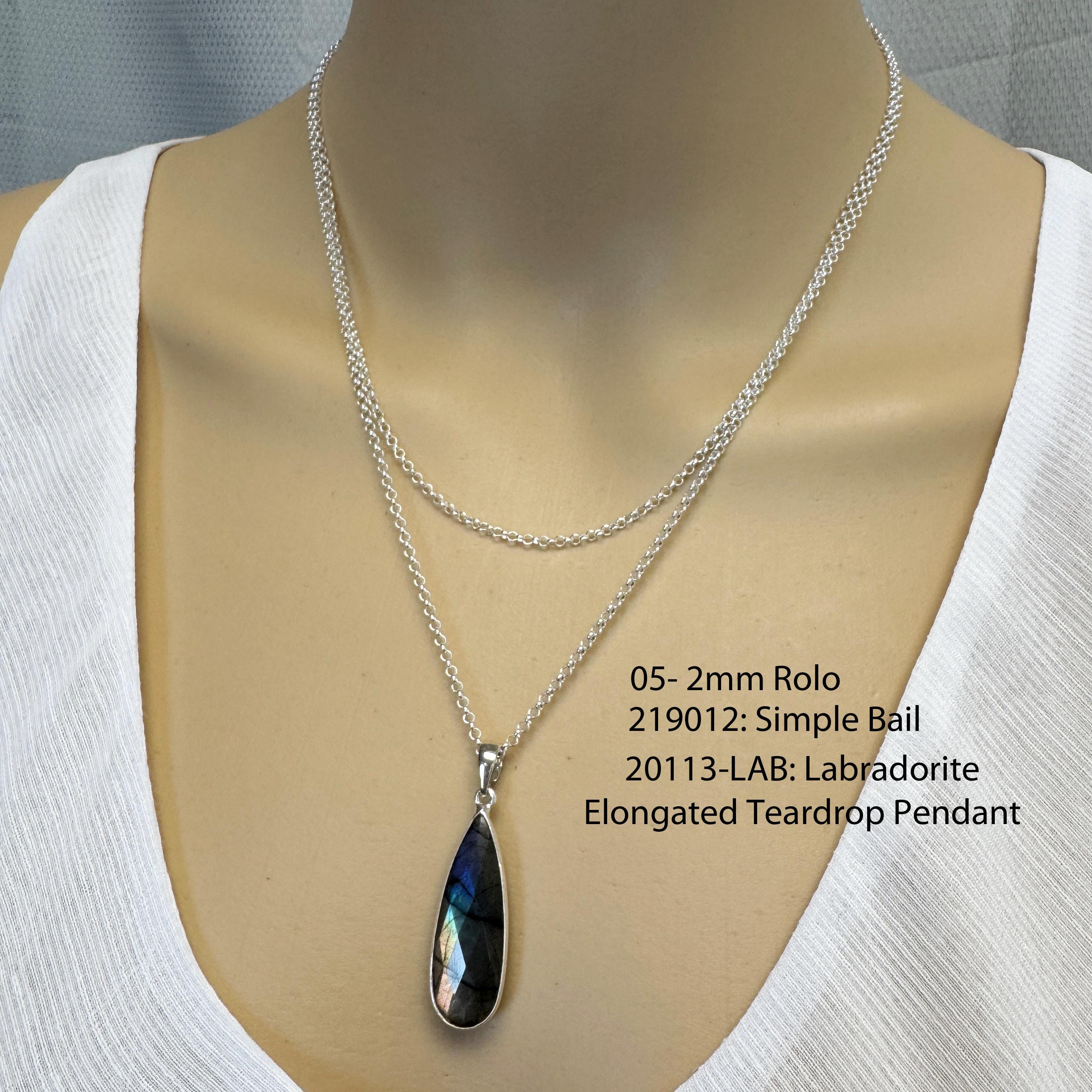 925スターリングシルバー 2mm ロロネックレス - イタリア製チェーン