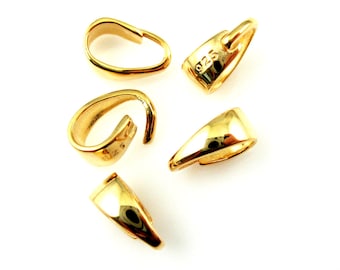 Gold Bail,Gold over Sterling Silver Bail, Classic Bail for Pendants-Open Bail for Charms- 8.5mm (5 pcs)-SKU:219012-VM