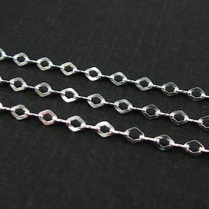 Sterling Silver Chain - Unfinished , Bulk Chain, Diamond Shape Flat Cable Chain- 3 mm  (5 feet or 60 inches ) - sku:101013