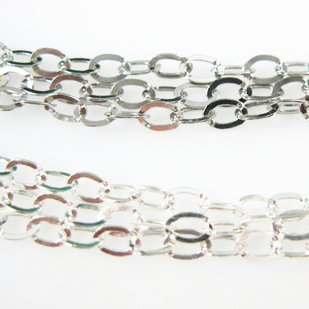 Sterling Silver Chain - 3.5X3.5mm Flat Circle Chain - Unfinished Bulk Chain  - Round Chain (sold per foot)