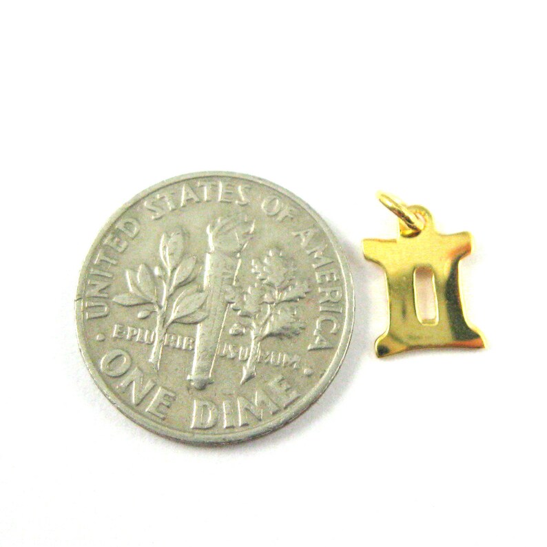 Gold Plated Sterling Silver Zodiac Charm 1 pc SKU: 201211-VM-GEM Birthday Pendant Gold Gemini Zodiac Charm Astrological Sign Charm