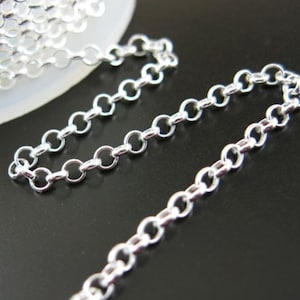Silver Chain-Sterling Silver Chain,Sterling silver Rolo Chain,Rolo Chain-BULK Chain by the foot-2mm ( 6 feet  or 72 inches) - SKU: 101005