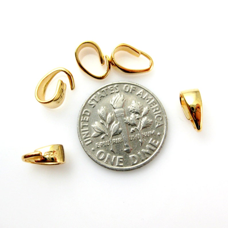 5 pcs -SKU:219012-VM Beading Supplies-Simple Smooth Classic Bail Connector-8.5mm 22K Gold plated over 925 Sterling Silver Bail Bail