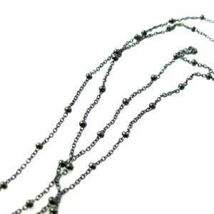 Oxidized Chains Sterling Silver Beaded chain, Satellite Chain,Unfinished Bulk Chain by the foot-Cable link with Tiny Ball SKU: 101006-OX image 3