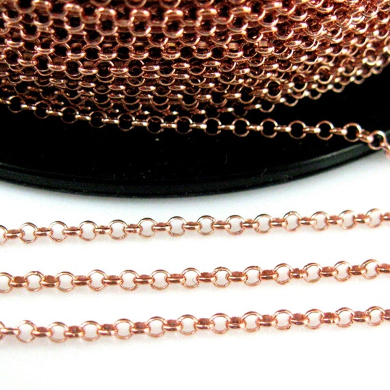 Rose Gold Plated Sterling Silver Tiny Curb Chain Sold By the Foot