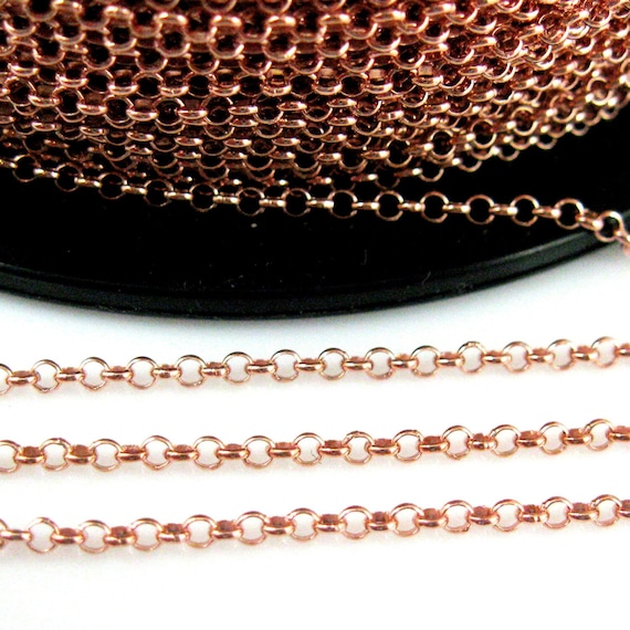 Rosegold Kette Rose Gold uberzogene Kette Gold uber Sterlingsilber Rolo Kette Masse Kette durch die FuB 2mm Rolo Kette 3 FuBe SKU 101005 RG Etsy