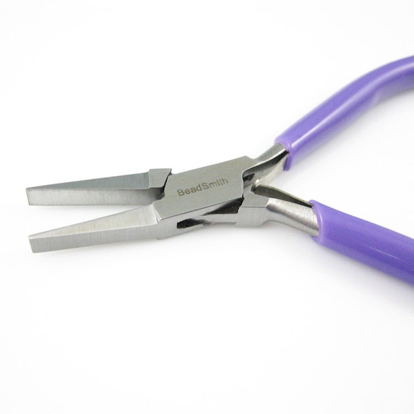 Tools-  Beadsmith Super-fine Flat Nose Pliers with Spring - Purple Handle - SKU: 501005