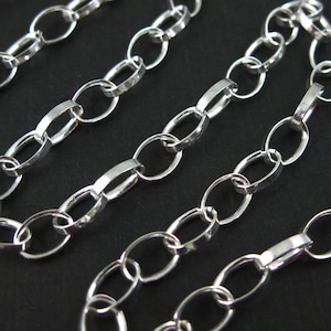 Sterling Silver Chain-Unfinished Bulk Chain by the foot-Chunky Rolo Chain-Chunky Cable Chain 7mm- Supplies Wholesale(1 feet)- SKU: 101004