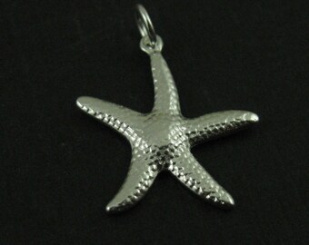 Silver Starfish Charm Pendant, Sterling Silver Charm, Beach Charm, Tropical Charm, Ocean Charm, Sea Charm, 25mm (1 pc) SKU: 201241