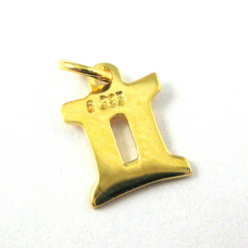 Gold Plated Sterling Silver Zodiac Charm 1 pc SKU: 201211-VM-GEM Birthday Pendant Gold Gemini Zodiac Charm Astrological Sign Charm
