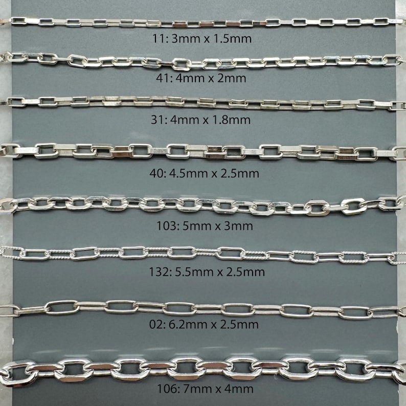 925 Sterling Silver Bulk Chains By The Foot-Permanent Jewelry-Unfinished Jewelry Making Chains-Jewelry Supplies-Over 100 Different Styles image 6