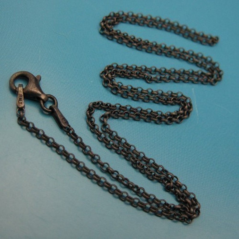 Oxidized Sterling Silver Chain- 2 Mm Rolo ITALY Chain - Finished for ...