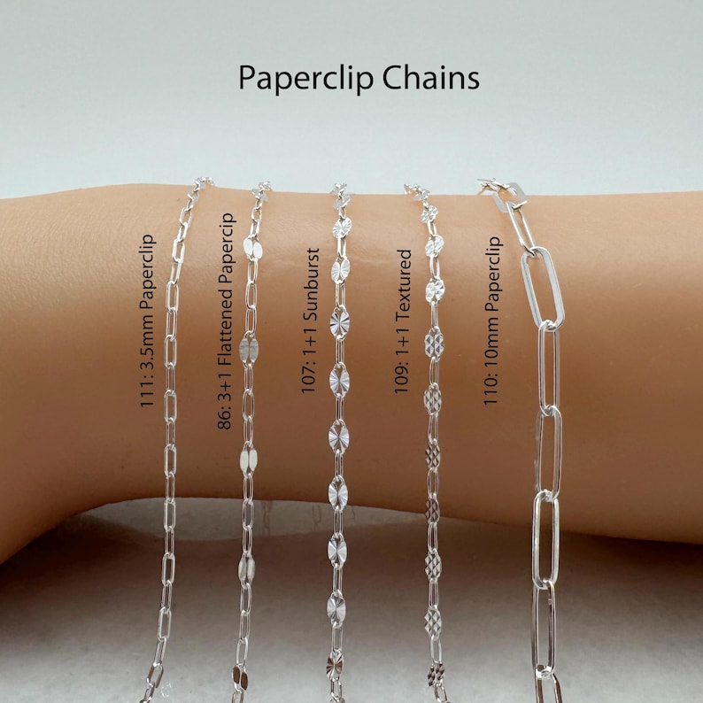 925 Sterling Silver Bulk Chains By The Foot-Permanent Jewelry-Unfinished Jewelry Making Chains-Jewelry Supplies-Over 100 Different Styles image 17