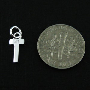 Inital Letter Charms-Sterling Silver Charm-Initial, Smooth Letter Charms ( Letter T )- SKU: 201057-T
