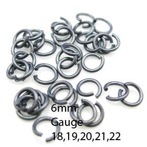 Oxidized Jump Rings, Open Jumprings, Sterling Silver Jump Rings-6mm-All Gauges- Oxidized Jewelry Findings (20pcs )