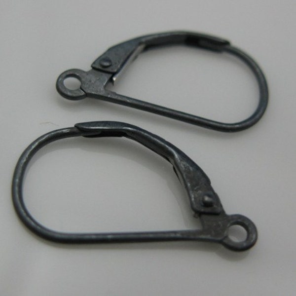 Leverbacks - Oxidized Sterling Silver Ear Wire - Leverback Ear Wires - Earring Findings (3 pairs) SKU: 203007-OX