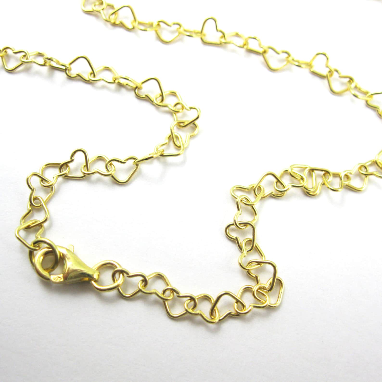 Gold Heart Link Necklace Long Necklace Chain Gold Vermeil Etsy