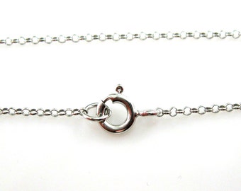 Sterling Silver Necklace Rhodium Plated, Sterling Silver Chain Wholesale Bulk-1mm Rolo Chain- 16 inches (1 pcs) - SKU: 601016RH-16