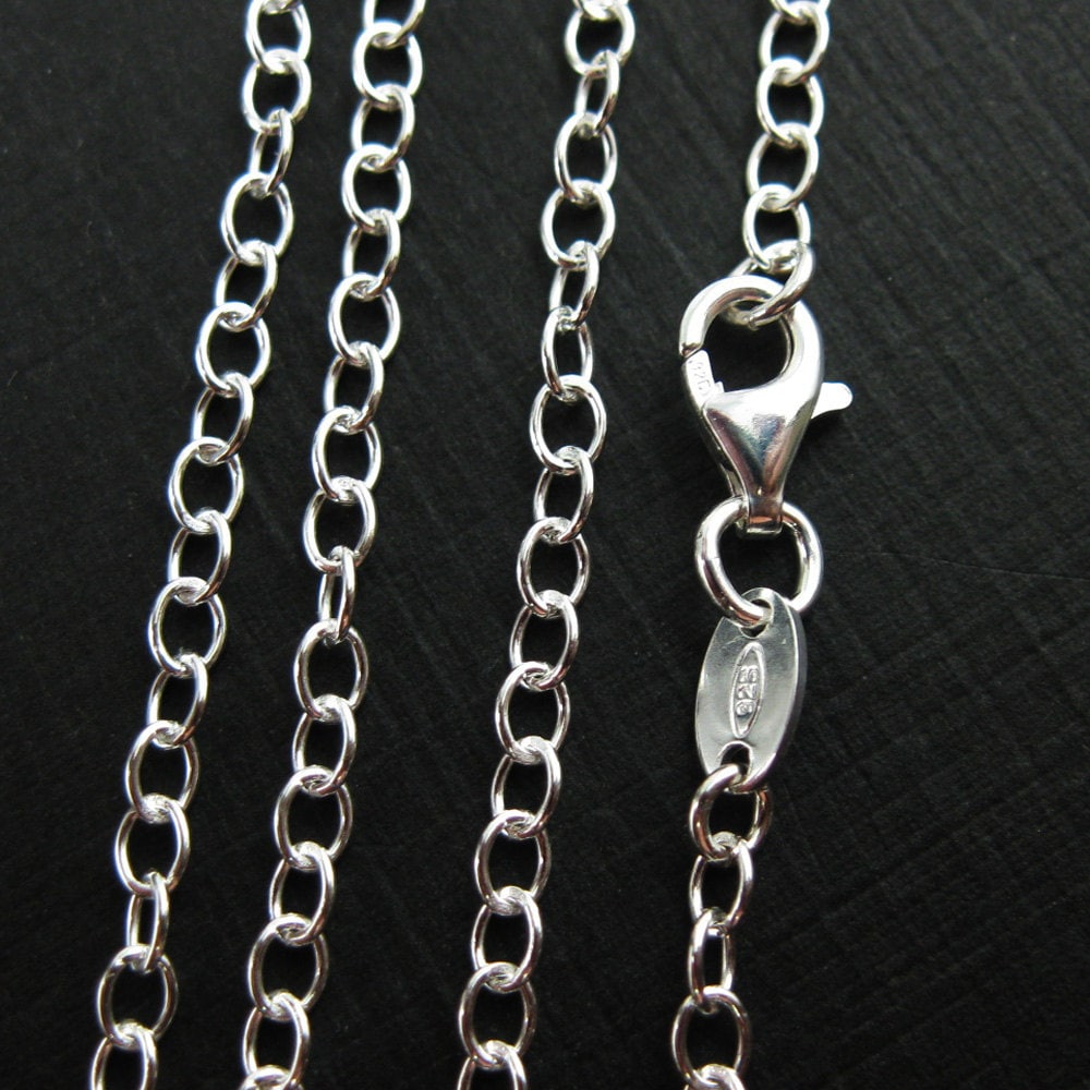 Sterling Silver Chain Necklace 4mm Cable Chain Necklace 16 - Etsy