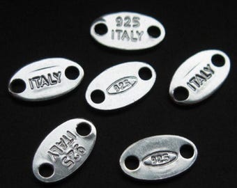 Slät, platt 925 sterlingsilveretikett i Italien - Smyckesdetaljer i silver - Smyckestillverkningstillbehör (24 st)