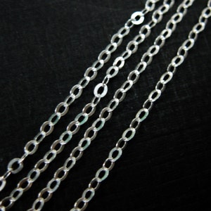 Sterling Silver Chain, Gold Chain, Rhodium Chain, Bulk, Unfinished, Light Weight, Flat Cable Chain (10 feet or 120 inches)-SKU: 101021