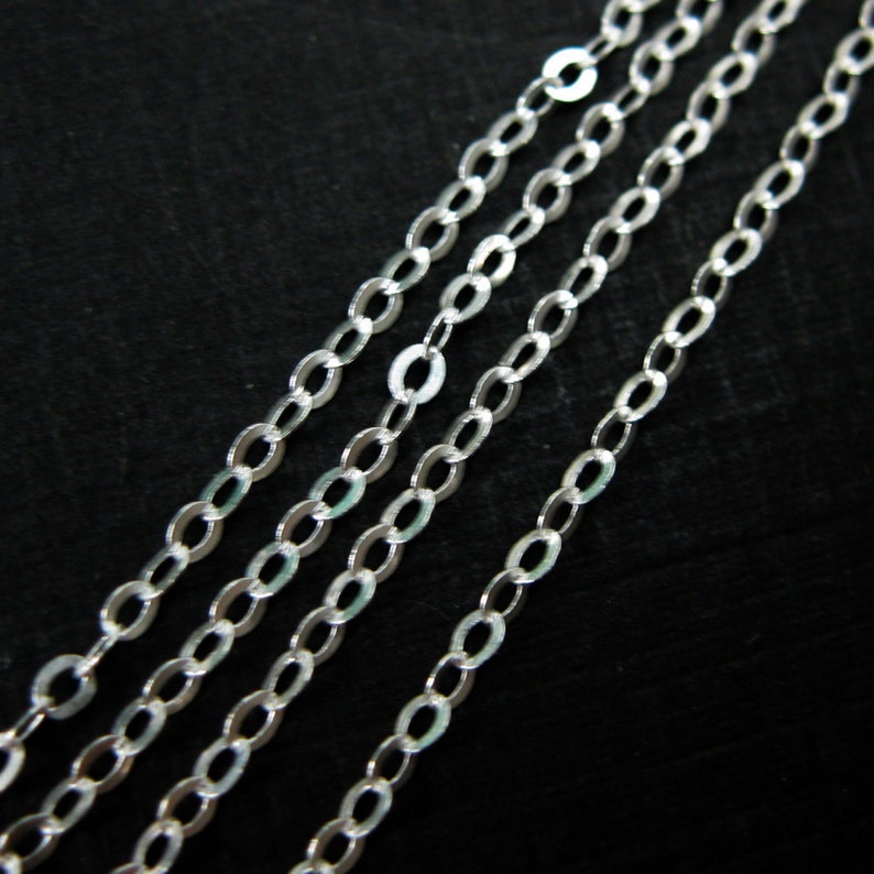 Sterling Silver Chain, Gold Chain, Rhodium Chain, Bulk, Unfinished, Light Weight , Flat Cable Chain 10 feet or 120 inchesSKU: 101021 image 1