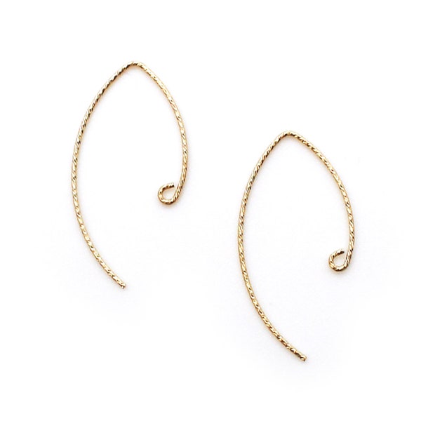 Marquise Ear Wires - 1/20 14K Gold Filled Sparkle V Shape Earwires - Gold Filled Earring Findings (1 pair) SKU: 203090-GF