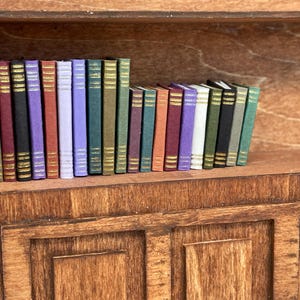 Set of 20 miniature dollhouse books in a variety of colors