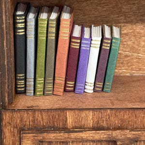 Set of 10 miniature dollhouse books in a variety of colors