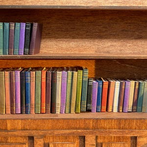 Set of 100 miniature dollhouse books in a variety of colors