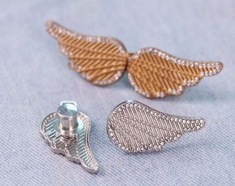 Gancho ajustador de cintura - Hebilla de alas de ángel con incrustaciones de diamantes, sin costura, pinzas para suéter, cierre para capa de festival