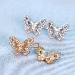 Waistband Tightener Adjuster Hook｜Butterfly Diamond-Studded Waist Buckle｜Reduce Pants Waist In Second｜Sweater Clips｜For Jeans Denim Jacket